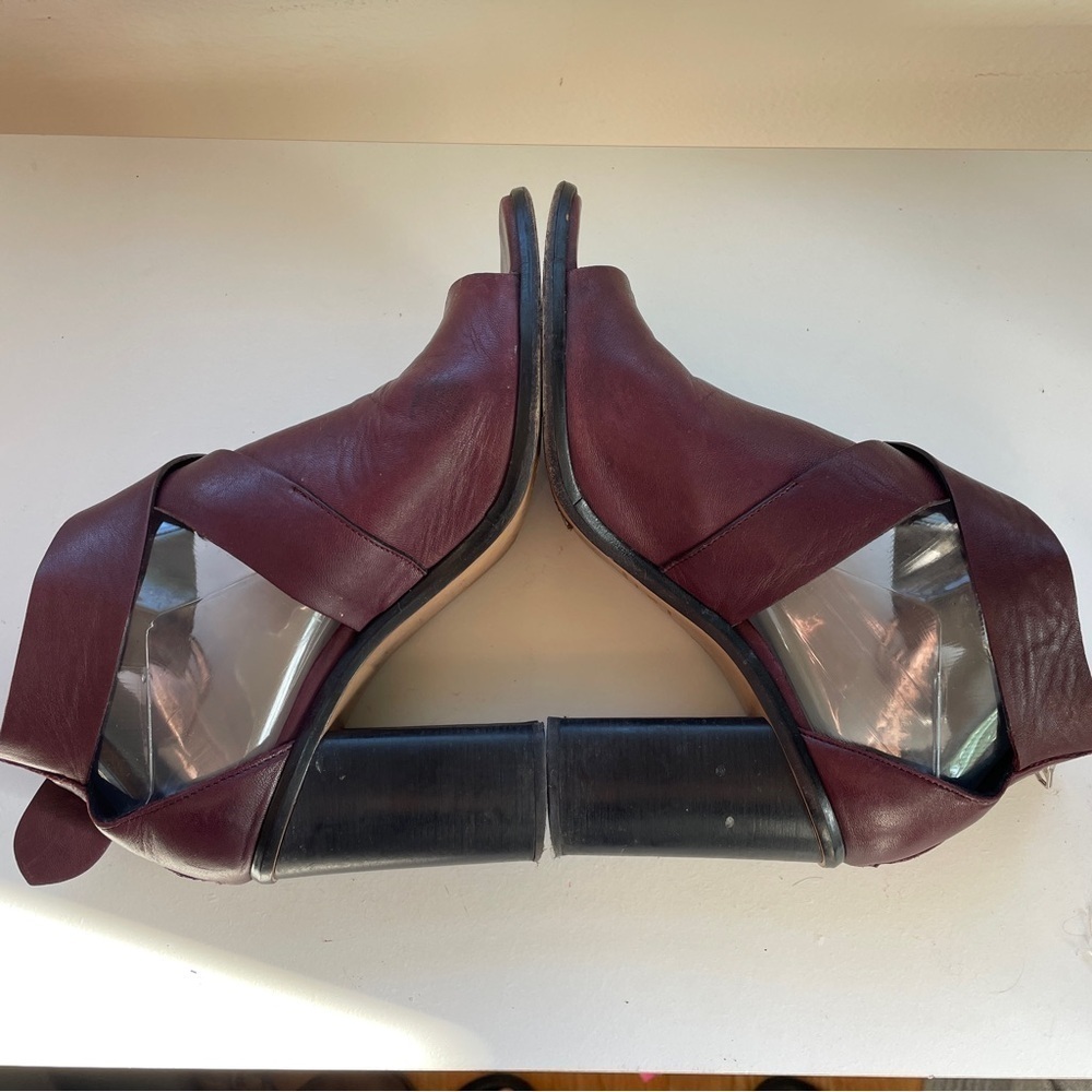 Rag & Bone Burgundy Leather Sandal Kora Block Heel Adjustable Straps 9.5 39.5 - Picture 6 of 12